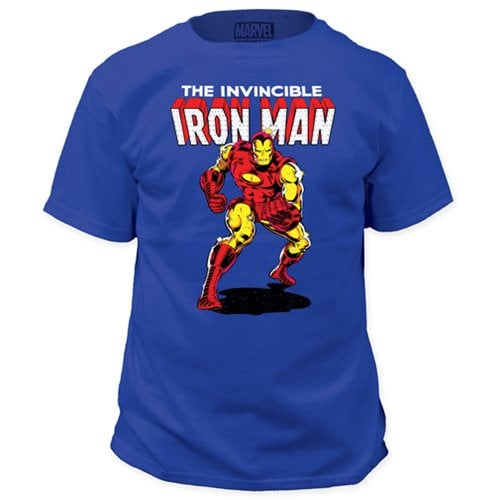 The Invincible Iron Man Classic Comic Look Blue T-Shirt